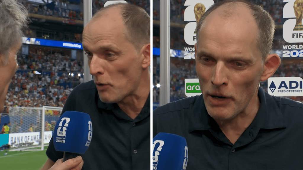 Thomas Tuchel tampak emosional saat melakukan wawancara dengan media setelah pertandingan Piala Dunia
