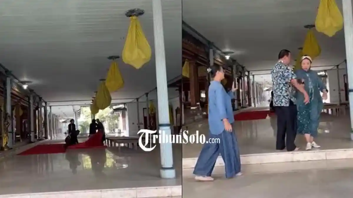 Tangkapan layar video viral pertengkaran dua kubu di dalam kawasan Keraton Solo
